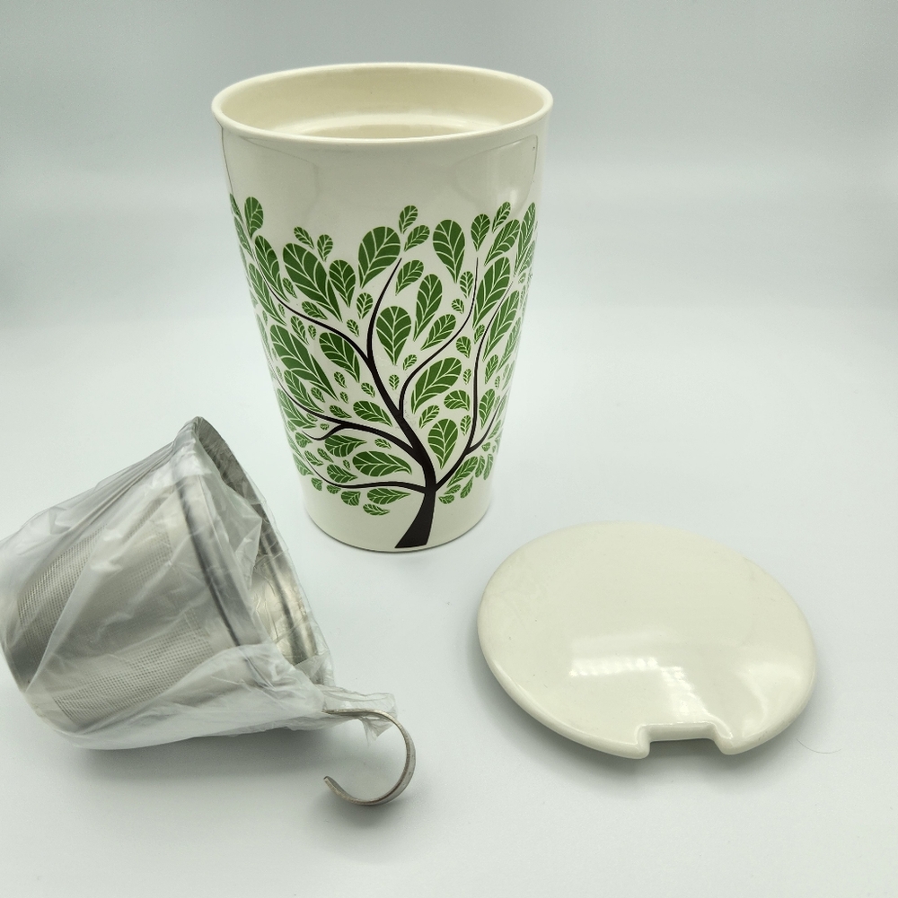 Tea Forté Kati Steeping Cup & Infuser‎ in "Green Leaves" New Without Box